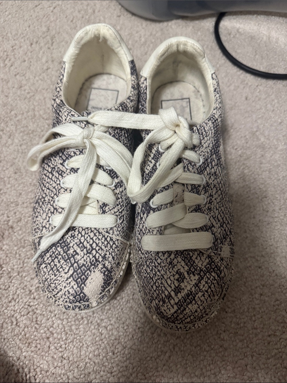Dolce Vita Kids Snake-Print Lace-Up Sneakers — White/Gray